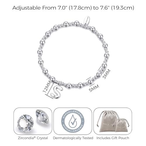 Philip Jones Silver Plated Initial Stretch Bracelets A to Z Created with Zircondia® Crystals - Image 4