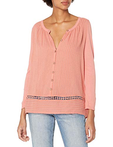 Lucky Brand Women's Mixed-Fabric Peasant Top