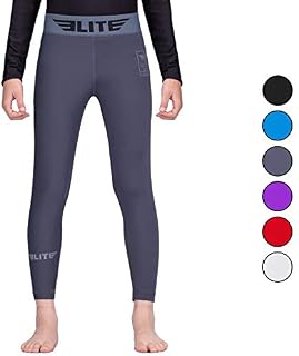 Elite Sports Kids MMA BJJ Athletic Spats Leggings Tights, Kids Jiu Jitsu Compression