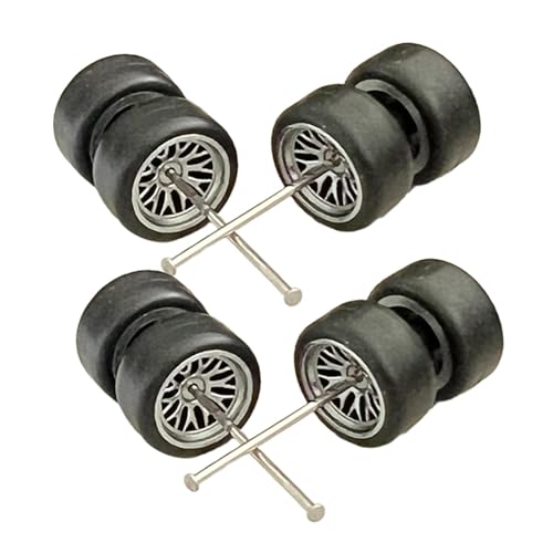 perfk 8 Pièces 1: 64 Modèle de Simulation Roues de Voiture Pneus avec Arbre de Rouleau Miniature...