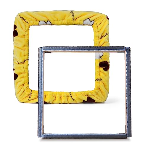 Image of ICZW Gripper Strip Frame Punch Needle Frame Rug Hooking with Frame Cover 15.7 inch x 15.7 inch (Yellow)