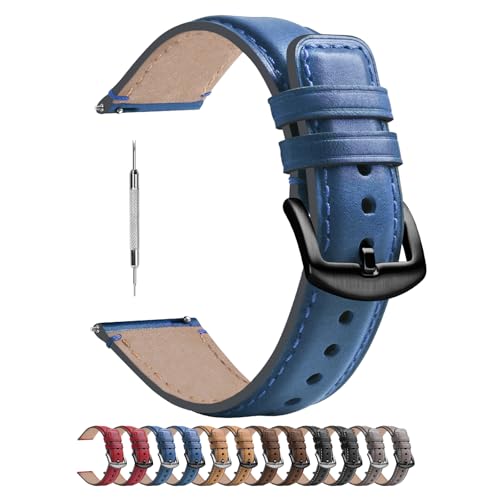 Image of Fullmosa Quick Release Premium Leather Watch Strap | 24 /22 /21 /20 /19 /18mm,Burnished Leather Watch Band Compatible with Samsung Amazfit Fossil Replacement Belt for Men and Women