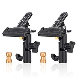 UTEBIT 2 Stück Foto Studio Faltreflektor Halterung, Metallklemmhalter Mit 1/4″ bis 3/8″ Weibliche Screw, Mehrzweck Reflektorhalter für Blitz, Runder Reflektor, Hintergrund und Lichtstand