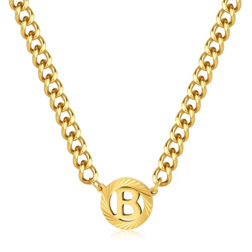 Stainless Steel 18K Gold Initial Necklace Gifts for Men Women A-Z Letter Pendant 20+3 Inch Chain Birthday Christmas Valentine Graduation Anniversaries for Him Her
