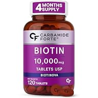 Carbamide Forte Biotin Tablets for Hair Growth, Biotin Supplement 10000 mcg, 120 Tablets — Biotin Supplements