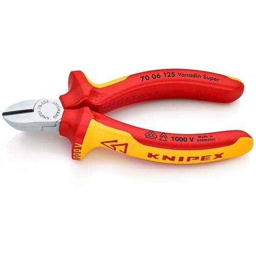 Alicates de acero cromo vanadio Knipex con acabado forjado y mangos de plástico rojo