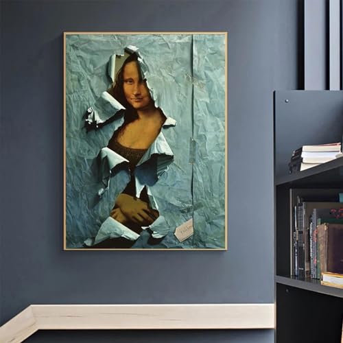 Mona Lisa peinture sur toile déco salon affiche impression murale 30x52 cm - 5