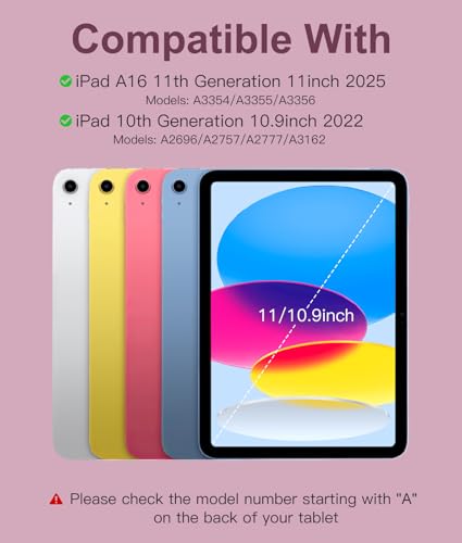 Image of Hamile for iPad 11th 10th Generation Case with Keyboard - 7 Colors Backlit Wireless Detachable Folio Keyboard Cover with Pencil Holder for iPad A16 11-inch 2025 10th Gen 10.9 Inch 2022 (Dark Cherry)