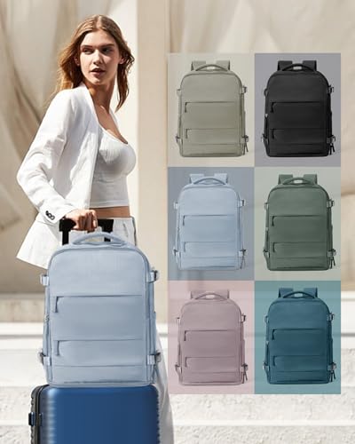 Image of coowoz Large Travel Backpack Carry On for Women Man Waterproof Gym Backpack with Laptop Compartment Mochila de Viaje Teacher Personal Item Backpacks Rucksack Airplane Accessories Must Haves Gray Blue
