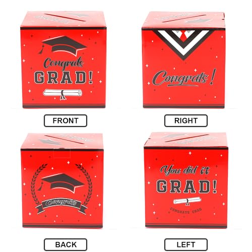 Image of Graduation Card Box 2026 Graduation Party Decorations Graduation Card Box Holder Foldable Congrat Grad Card Gift Box 2026 Graduation Decoration for Class of 2026 Graduations Party Supplies Favor Red