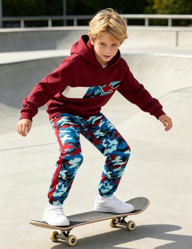 Image of Boys Clothes Boy Outfits 2-Piece Long Sleeve Hoodie and Camouflage Pants Boys Fall Winter Clothes for 6-16 Years