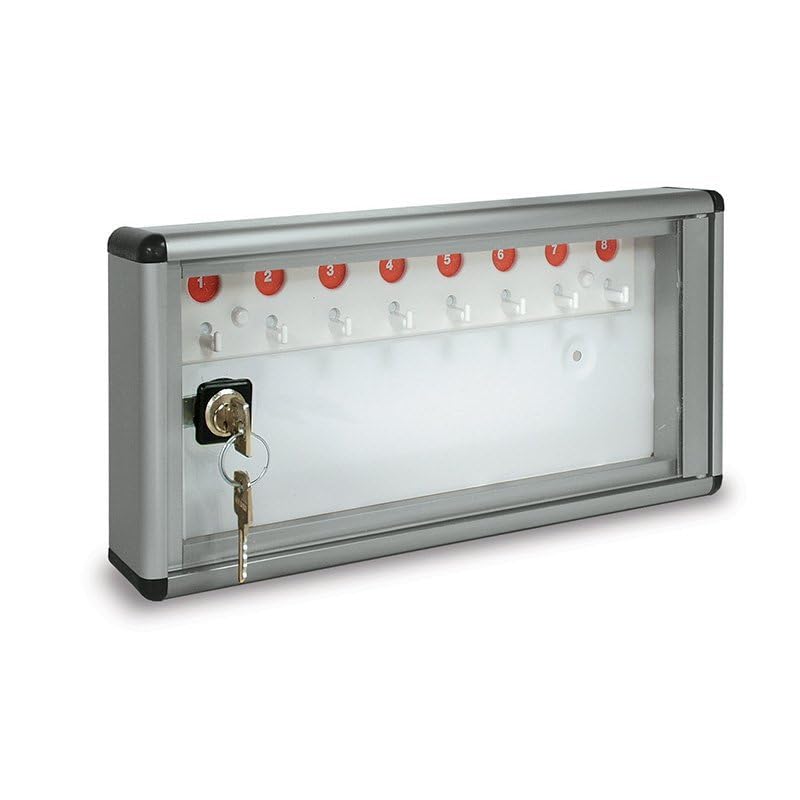 ALUBOX Schlüsselkasten Wandmontage aus Aluminium 30X5X14 cm – Wand-Schlüsselkasten für Innen- oder Außenbereich Geschützt – Made in Italy mit 8 Nummerierten Haken (METALLISCHES SILBER)