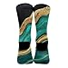 Meaudiwes Fashion Dress Decor Socks, Comfortable Work Leisure Sports Socks For Girls And Boys Teal Turquoise Green Gold Black Marble