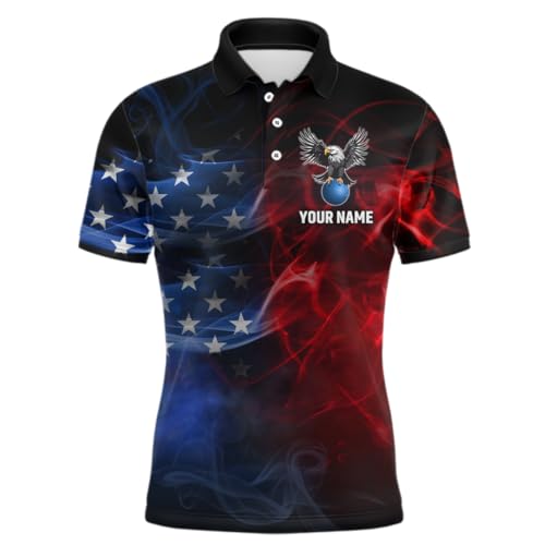 Custom American Bowling Shirts Men Women Eagle Polo & 1/4 Zip Bowling Team Jersey Bowling Shirt with Name3