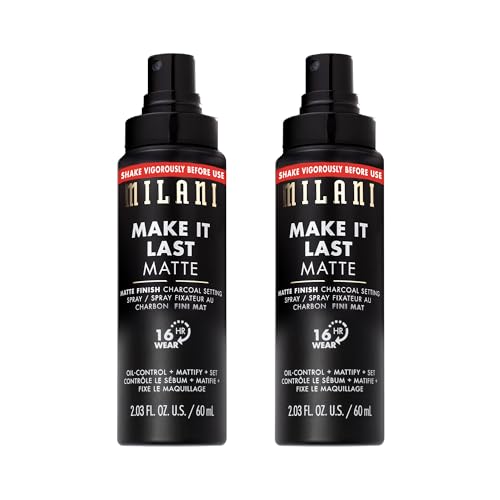 Image of Milani Setting Spray + Primer, Make It Last Matte- Oil Absorbing Charcoal Formula to Control Shine, Matte Finish Setting Spray for Makeup and Primer for Oily Skin, Prime +Correct + Set - 2 Pack
