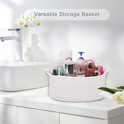 Image of COMSE Small Gift Basket Empty with Bag & Ribbons, Solid White
