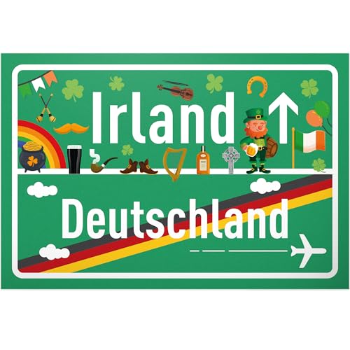 DankeDir! Irland Deutschland Ortsschild - Schild 30 x 20 cm - Geschenk Idee Gutschein Reise Urlaub Reisegutschein Männer & Frauen Geldgeschenk Abschiedskarte Geschenkidee Deko Karte