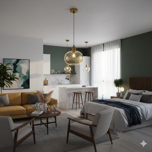 Image of Aurelia Amber Glass Pendant Light | Hanging Ceiling Lamp Fixture Chandelier | Decorative Lighting for Living Room Bedroom Indoor Outdoor Use | Modern Home Decor Light Without Bulb