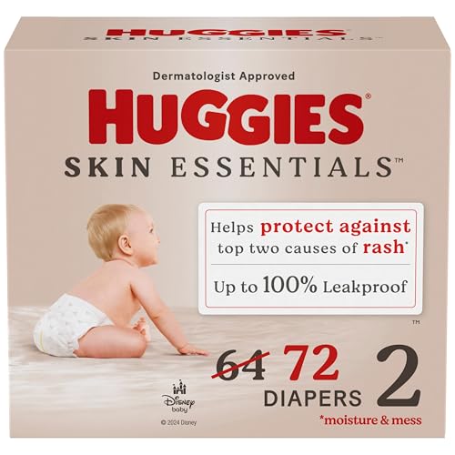 Image of Huggies Size 2 Diapers, Skin Essentials Baby Diapers, Size 2 (12-18 lbs), 72 Count