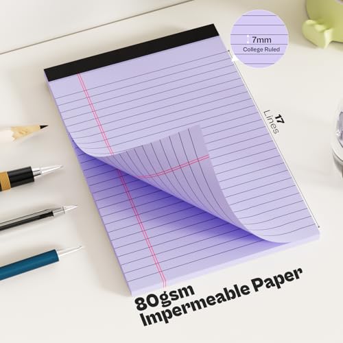 image for Nichela 4 Pack Note Pads 5 x 8 Inch Purple Small Legal Pads 5 x 8 Colo