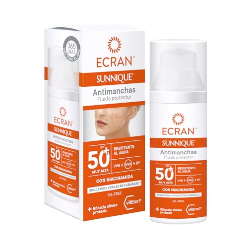 Ecran Sunnique - Fluido Protector Solar SPF 50 Antimanchas con Ni...