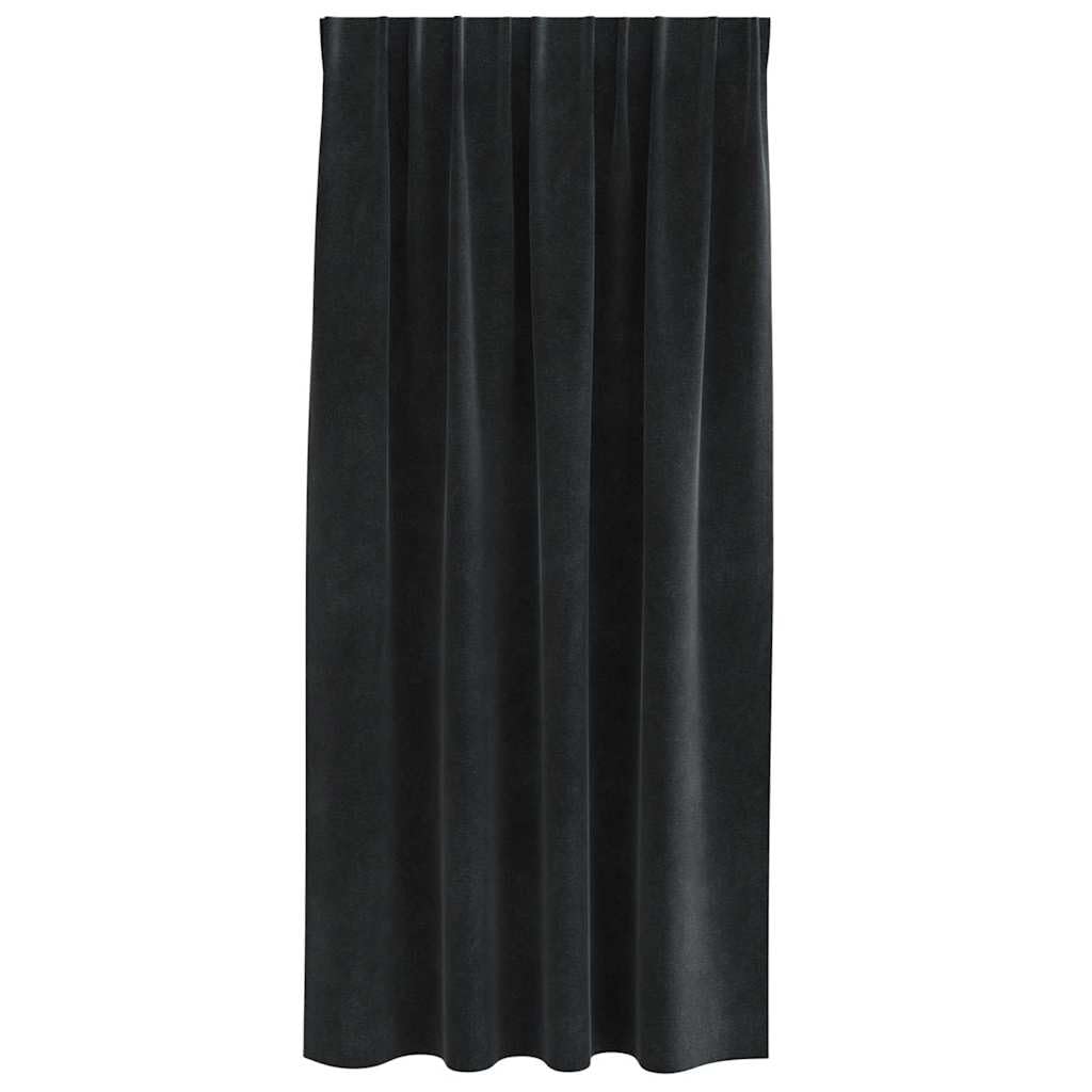 Juego de 2 cortinas opacas de terciopelo negro 140 x 175 cm, opacas, con ojales y trabillas, para dormitorio, salón, habitación infantil, oscurecimiento y privacidad