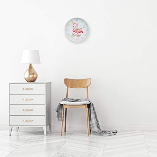 LUUK LIFESTYLE Original and minimalist quartz wall clock with pink flamingo and second hand, minimalist design, silent movement, kitchen clock, vintage living room clock, housewarming gift, green - Image 2