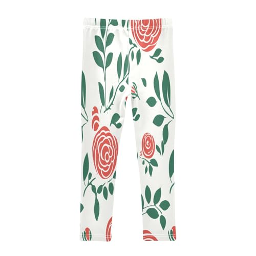 Bolaz Toddler Girls Leggings Printed Yoga Pants Leggings Green Rose Flower for Kids2