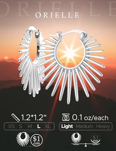 Statement Silver Sun Earrings for Women – Large 925 Silver Plated Trendy Hoop Earrings Non Tarnish Hypoallergenic Jewelry for Womens Fashion Big Earings for Woman4