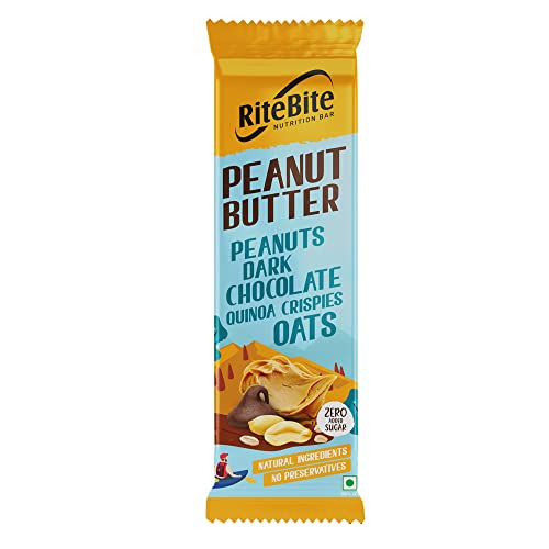 Image of RiteBite Max Protein 4g Protein Bar, Peanut Butter | With Dark Chocolate | 0 Added Sugar, No Cholesterol & Trans Fat Snack Bar, 40g (Pack of 12)
