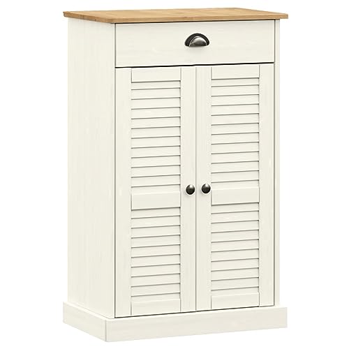 vidaXL Armoire à Chaussures Vigo Blanc 60x35x96 cm Bois Massif de pin, Rangement de Chaussures,...
