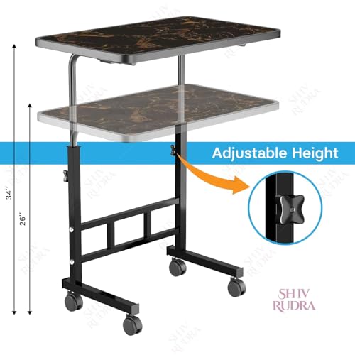 Image of Multi-Purpose Laptop Table, Study Table| Heavy Duty Bed Table| Adjustable for Height, Portable for Office, Work Form Home | DIY Table, Easy to Asembl (Adjustable GOLDMARBLE) (001)