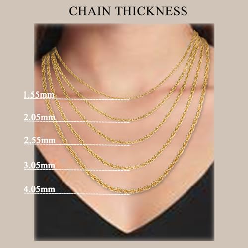 14K Yellow Gold Rope Link Chain Dainty Yellow Gold Necklace for Women and Men with Lobster Clasp4