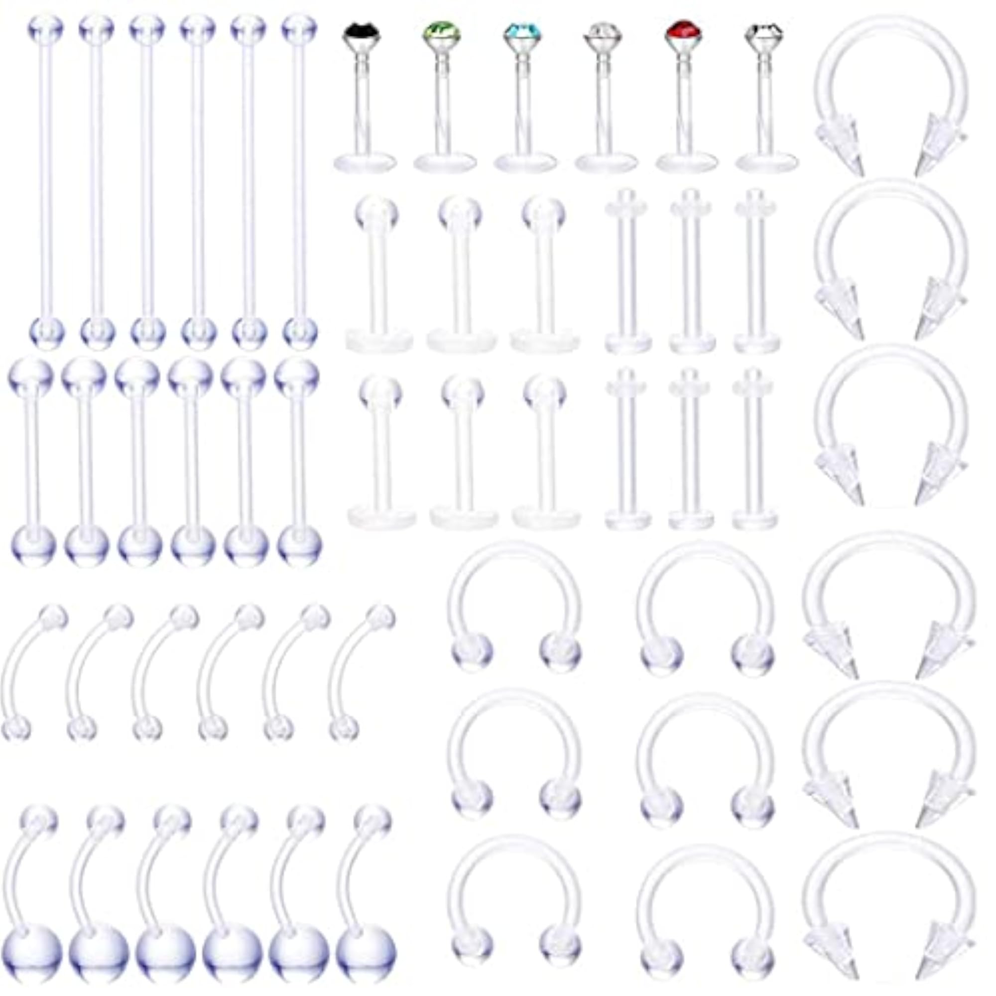 54PCS Unisex Body Jewelry Set, Elegant Decorative Studs