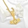 KATHLU 14K Gold Viking Thor Hammer Necklace Runes Valknut for Men Women Pagan Mythology Mjolnir Celtic Knot Protection Pendant Jewelry #1