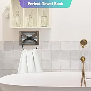 Farmhousebathroomrustictowelringwithgalvanizedmetalblackmetalrusticwarmbrownwoodwallmounthandtowelholderforcountrybathroomdecor  Urban Country Home Decor Farmhouse bathroom rustic towel ring with galvanized metal black metal rustic warm brown wood wall mount hand towel holder for country bathroom decor  urban country home decor