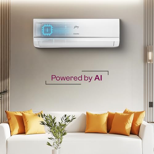 Image of Godrej 1 Ton 3 Star Inverter Split AC with 5-In-1 Convertible Cooling | 5 Years Comprehensive Warranty| AI Powered | Heavy Duty Cooling at 52C (AC 1T EC HIC 12Y3TH CA, White)
