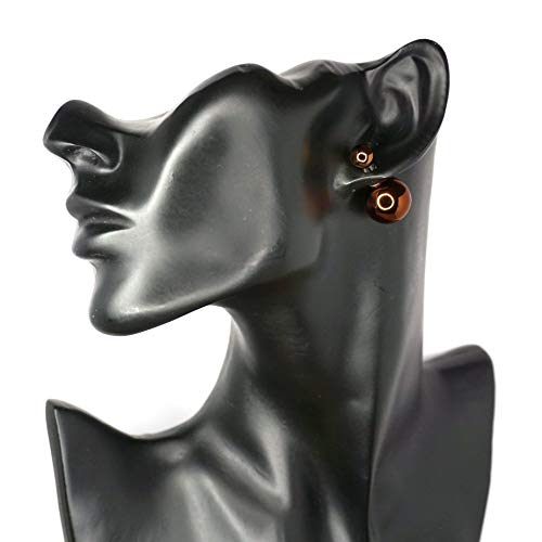 LeahMaria Doppel Perlen Ohrstecker Front Back Kugel Metallfarbe (Bronze)