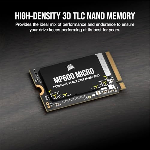 Image of C0RSAIR MP600 Micro 2TB PCIe Gen4 x4 NVMe M.2 2242 Internal SSD, Up to 7000MB /s Read & 6200MB /s Write, High-Speed Storage for Gaming Handhelds, Laptops & Notebooks