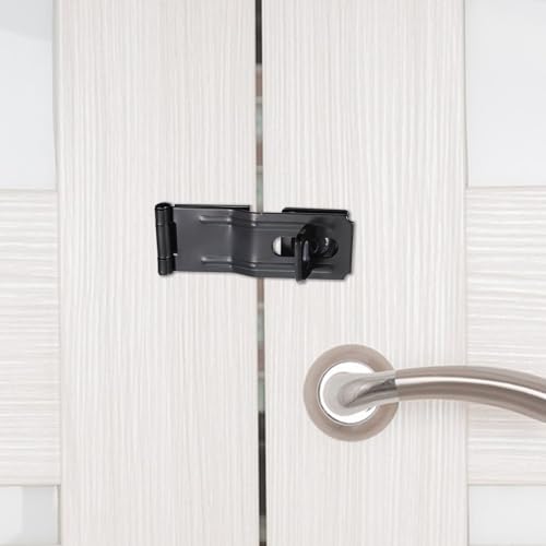 Image of Piriuuo 3-1 /2 inch Swivel Staple Safety Hasps, Metal Gate Door Hasp Latch with Twist Knob- Sturdy Padlock Latch Hasp Lock Latchs for Gate Fence Barn Door Cabinet (Black)