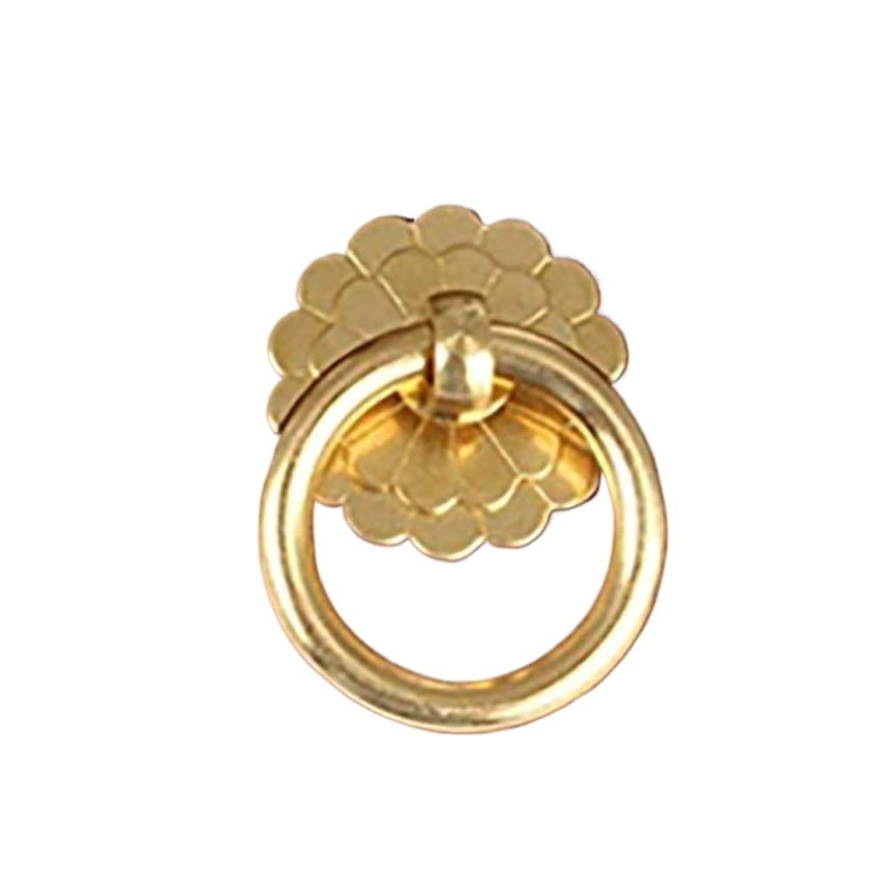 VOPLIVAT Vintage Brass Cabinet Drawer Pulls, Brass Ring Pull Furniture Door Handle for Cabinets Wardrobe Drawers
