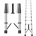 Telescopic Ladder, 12.8FT Stainless Steel Telescoping Ladder with Non-Slip Feet, Thickened Extension Portable Extension Ladder for Household and Outdoor Working