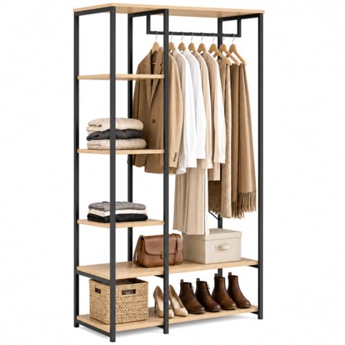 IDMarket - Armario de ropa con estanterías L. 90 cm Detroit Design Industrial
