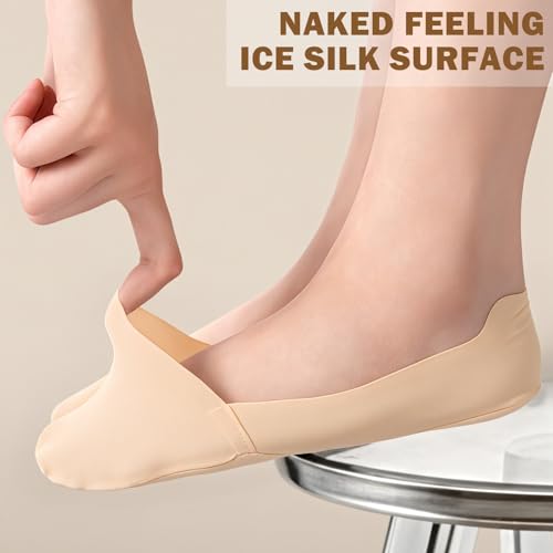 Image of Sofier No Show Socks Womens, Non Slip Low Cut 6 Pairs Thin Silky Dress Footies Liner Invisible Socks Flats Loafers Sneakers