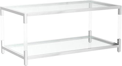 Miniatura 5 de AGV LIGHTING Mesa auxiliar BLEVIO 202205, mesa de centro de vidrio de doble capa para espacio vital, parte superior de vidrio ondulado transparente,