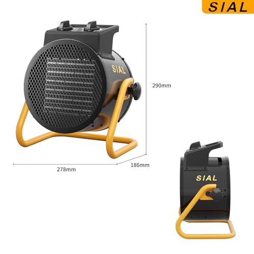 SIAL 2000W Heizlüfter- Elektroheizgebläse- Keramik Heizstrahler- Bauheizer Bautrockner- Heizgerät mit Überhitzungsschutz- Für Baustellen, Häuser, Werkstätten, Garagen- P2- Schwarz-2