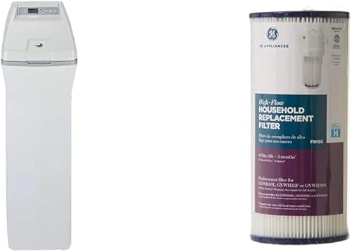 GE Electrodomésticos 40,000 granos, GXSH40V suavizante, gris y SmartWater FXHSC GE filtro de agua de repuesto para toda la casa, 10 comillas