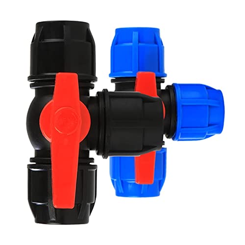 Válvula de bola de plástico tipo T de 32mm y unión rápida para tuberías de riego 7