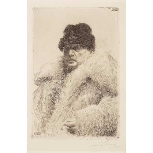 Décoration murale Anders Zorn Autoportrait dans un manteau de fourrure toile roulée
