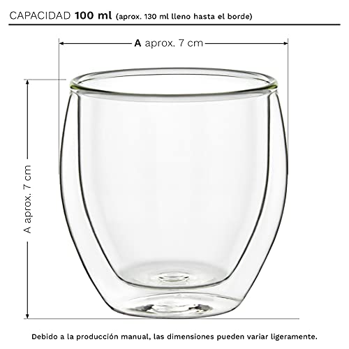 Creano Vasos espresso de doble pared, 100 ml, tazas moka, vasos térmicos con efecto flotante Set 16: 6x 100ml 6 piezas… - Imagen 3